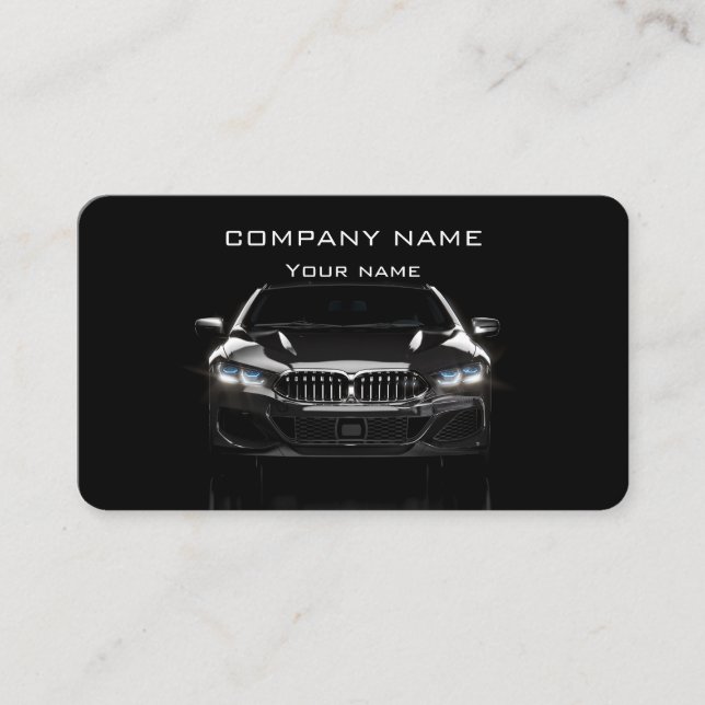 Black Modern Stylish tarjeta de negocios para auto (Anverso)