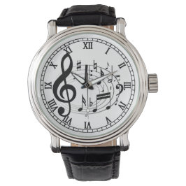 Black Musical Notes in Oval Shape relojes de diseñ