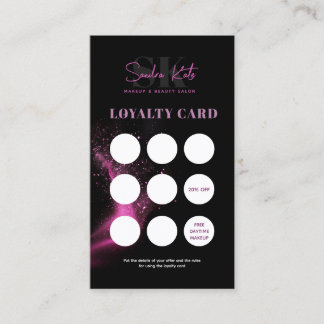 Black Neon Pink Beauty Salon Tarjeta de Lealtad de