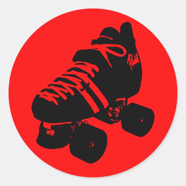Black on Red Roller Derby Skate Pegatina (Anverso)