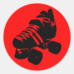 Black on Red Roller Derby Skate Pegatina
