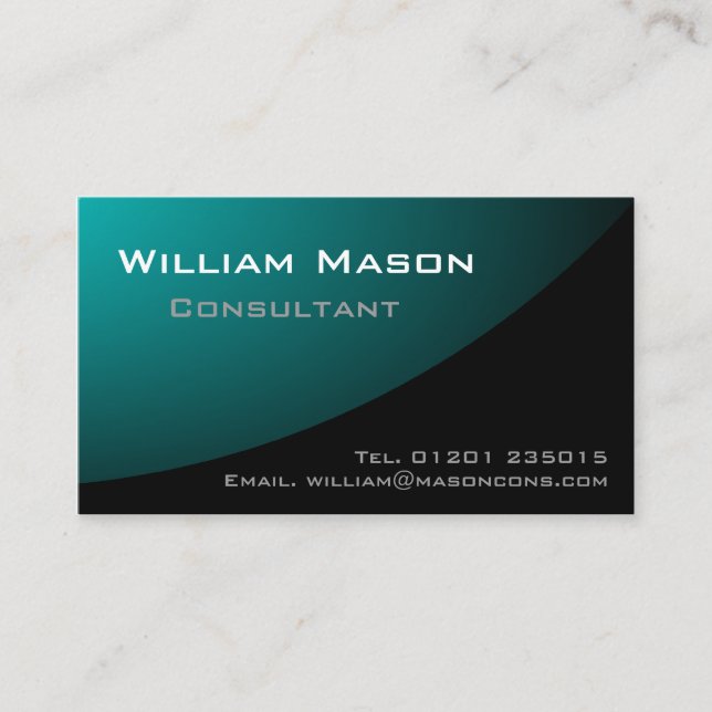Black Pale Blue Curved, tarjeta profesional de vis (Anverso)