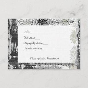 Black Paris Eiffel Tower Music rsvp con sobre