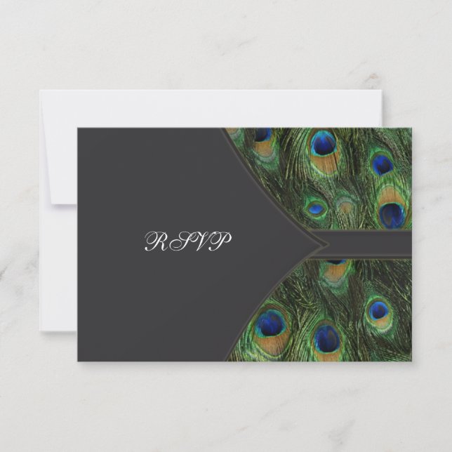 Black Peacock Wedding RSVP (Anverso)