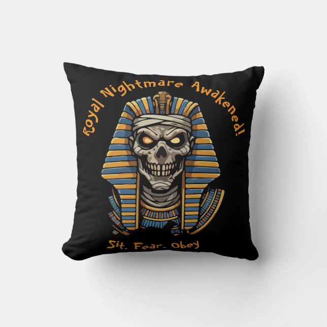 🖤 Black Pharaoh Mummy Cojín decorativo 🎃 👑 (Anverso)