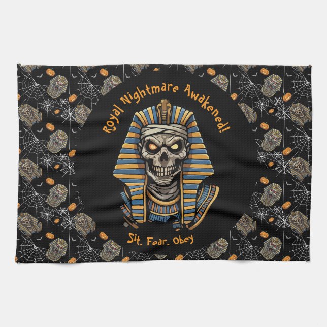 🖤 Black Pharaoh Mummy Kitchen Toalla 🎃 (Horizontal)