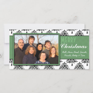 Black Pines Damask Green Trim Feliz Navidad