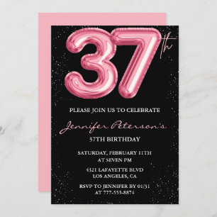 Black Pink 37 invitaciones de cumpleaños Globo Gla