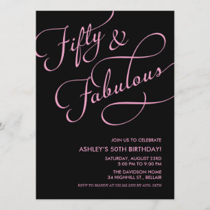 Black & Pink 50 y fabulosas invitaciones de cumple