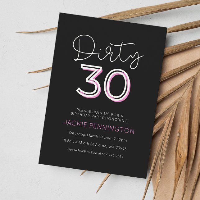 Black Pink Dirty Treinta Birthday Party Invitación (Subido por el creador)