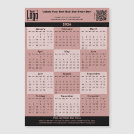 Black Pink Salon Logo QR-code 2026 Calendar Magnet