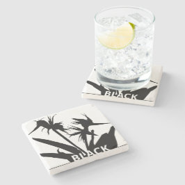 BLACK - Posavasos con Flor del paraíso en negro