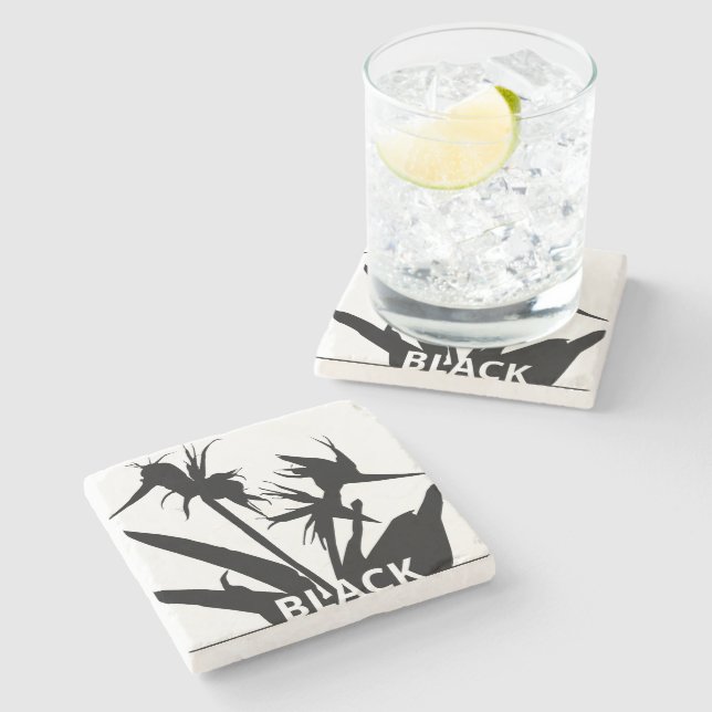 BLACK - Posavasos con Flor del paraíso en negro (Lateral)
