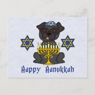 Black Pug - Tarjeta Hanukkah