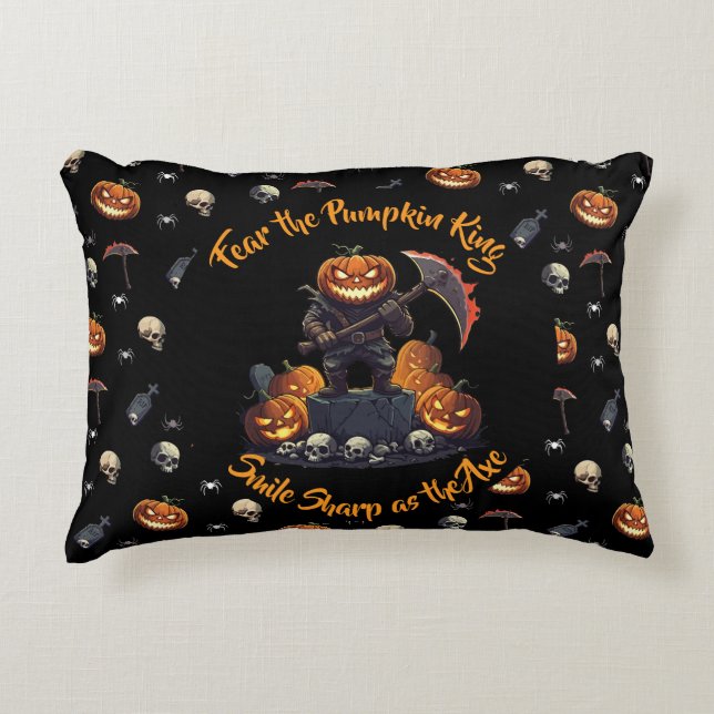 🖤 Black Pumpkin King Cojín decorativo 🎃 (Anverso)