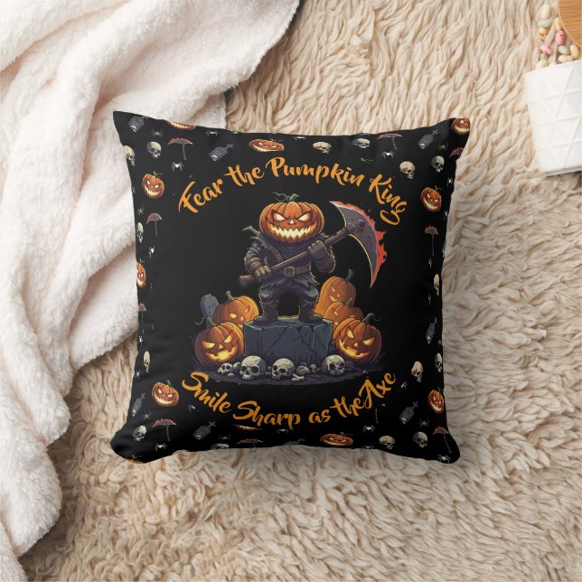🖤 Black Pumpkin King Cojín decorativo 🎃 (Manta)