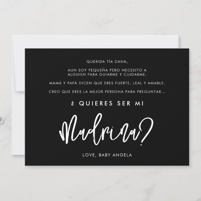 Black Quieres ser mi tarjeta madrina Godmadina (Anverso)