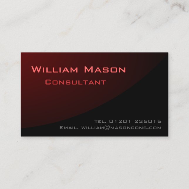 Black Red Curved, tarjeta profesional de negocios (Anverso)