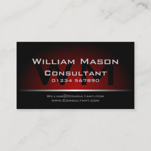 Black Red Monogram Professional - tarjeta de visit