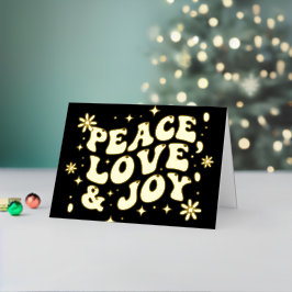 Black Retro Groovy Peace Love Joy Christmas