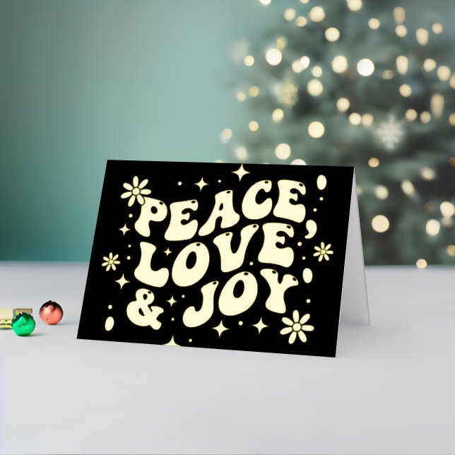 Black Retro Groovy Peace Love Joy Christmas (Vacaciones in situ 2)