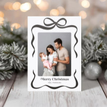 Black Ribbon Gift Bow Merry Christmas Photo
