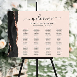 Black Rose Gold Agate Blush Pink Wedding Seating