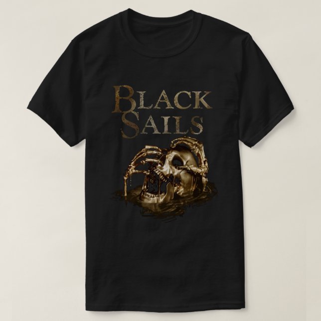 Black Sails Golden Skull Logo de la camiseta esenc (Diseño del anverso)