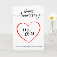 Black Script Monograma tarjeta de aniversario de H