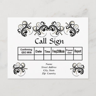 Black Scroll con tarjetas Gold Bead 3D Look QSL