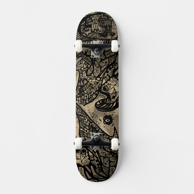Black Sepia Abstract Skateboard (Anverso)