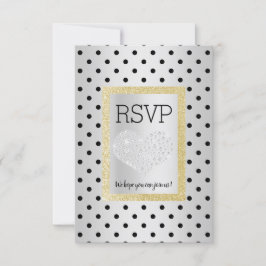 Black Silver SPOT Gold Heart RSVP simple elegante
