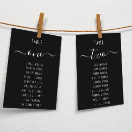 Black Simple Modern Script Seating Chart Card