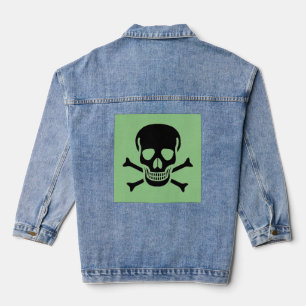 Black Skull mujeres verdes denim chaqueta