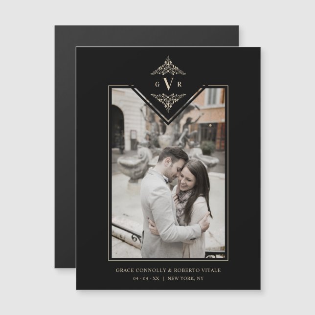 Black Sophisticate Flourish Chic Golden Initials (Anverso/Reverso)