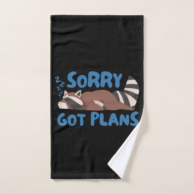 Black Sorry Got Planes Funny Raccoon (Toalla de mano)