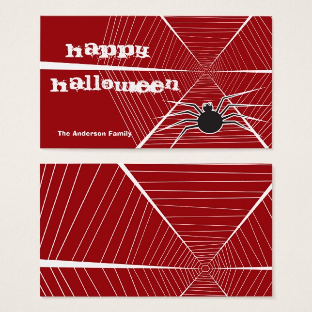 Black Spider & Web Halloween Party Favor Gift Etiq (Anverso y reverso)