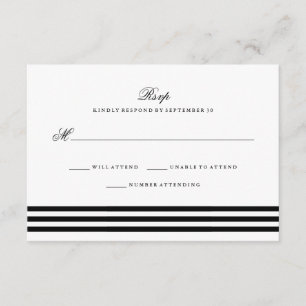 Black Ssofisticated Stripes Wedding RSVP