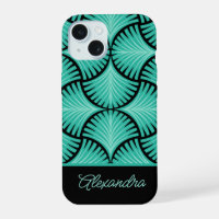 Black Teal Retro 1920s Gatsby Palmas Nombre Script