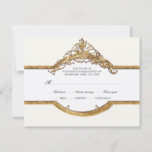Black Tie Elegance 2, Tarjetas RSVP de la Boda Dor (Anverso)
