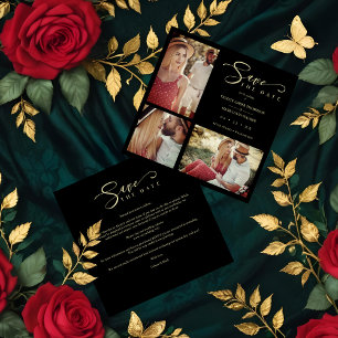 Black Trendy Collage Wedding 3 Photos