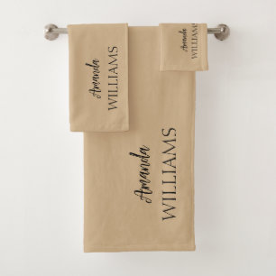 Black Trendy Elegant First Name   Tan Brown