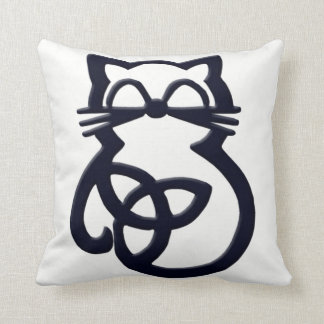 Black Trinity Knot Celtic Cat Cojín decorativo