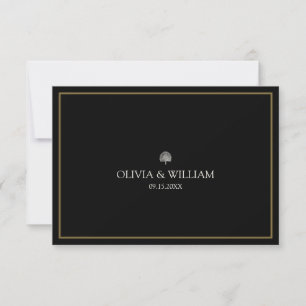 Black Tropical Peacock Palm Wedding RSVP
