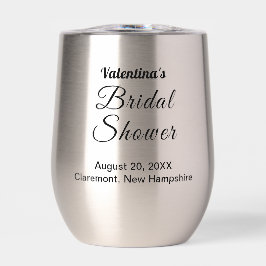 Black Typography Bridal Shower Wine Tumbler