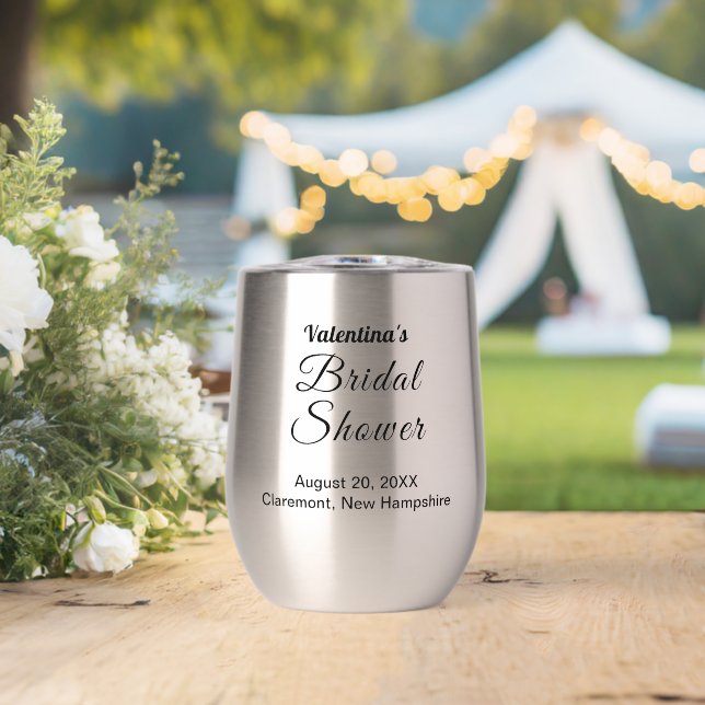Black Typography Bridal Shower Wine Tumbler (Boda (girada))