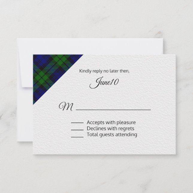 Black Watch Plaid Wedding RSVP (Anverso)