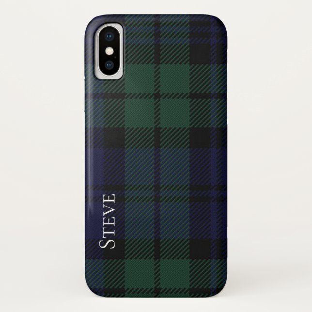 Black Watch Tartan Plaid iPhone X Funda (Reverso)