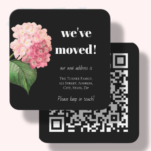 Black We ve Moved Hydrangea Invitación Card