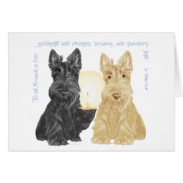 Black & Wheaten Buenas Noches Scotties (Anverso (Horizontal))